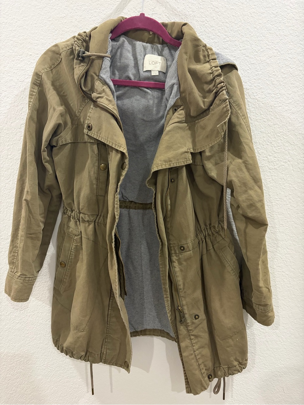 LOFT Olive Green Drawstring Utility Jacket
